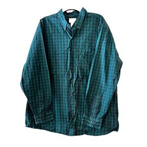 Blue Mountain Men's Blue Green Button Down Dress/Casual Shirt SIZE XL